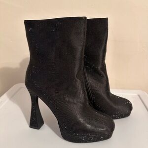 Simmi London Black High Heel Platform Ankle Boots, Size 11